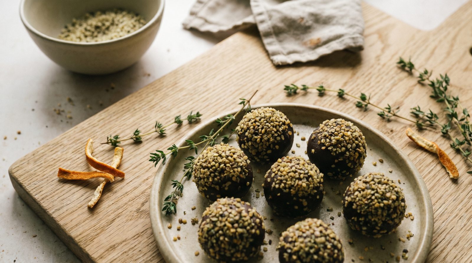 Hemp-Coated Dark Chocolate Truffles
